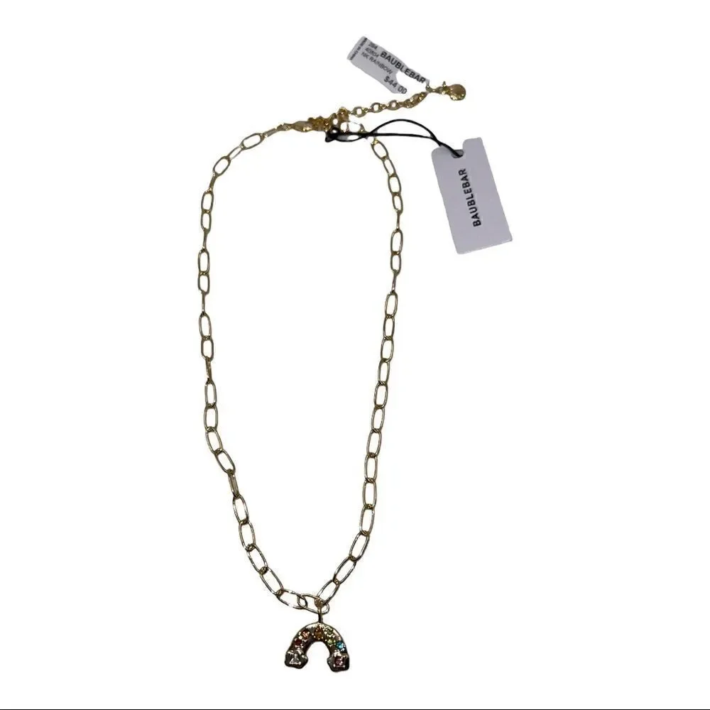 BaubleBar Gold-Plated Small Hera Link Rainbow Pendant Necklace New